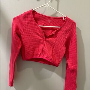 Cropped urban outfitters waffle hot pink long sleeves t shirt medium